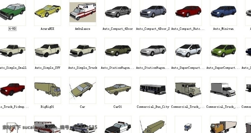 各种轿车模型 skp 建筑 模型 su 草图大师 源文件 精品 sketchup 汽车 小轿车 渲染 3ds 专区 景观设计 环境设计