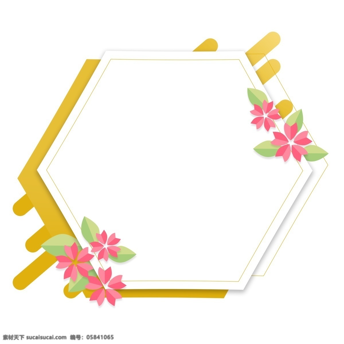 手绘 折纸 花卉 植物 卡通 边框 对话框 清新 黄色