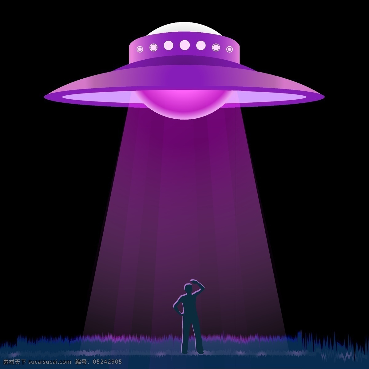 紫色 神秘 ufo 降临 宇航 日 宇航日 飞行 飞碟 飞船 仰望 照射 草丛 入侵 光照 外星人 宇宙 外太空