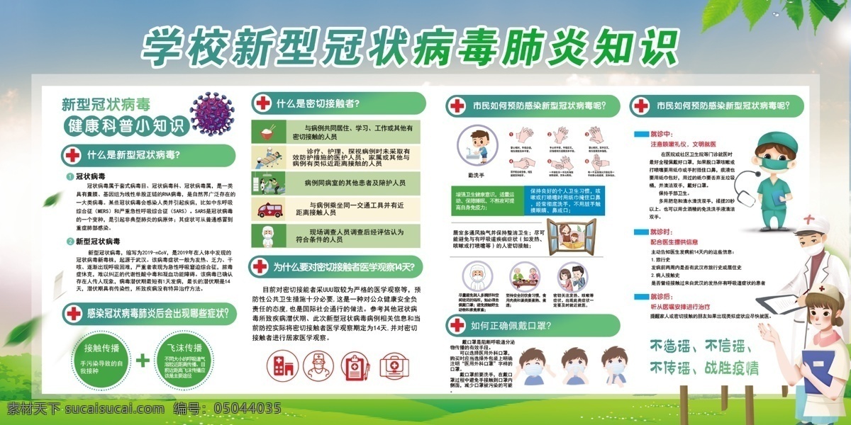 校园疫情防控 校园防疫 疫情防控常识 防护措施 校园防控 展板模板