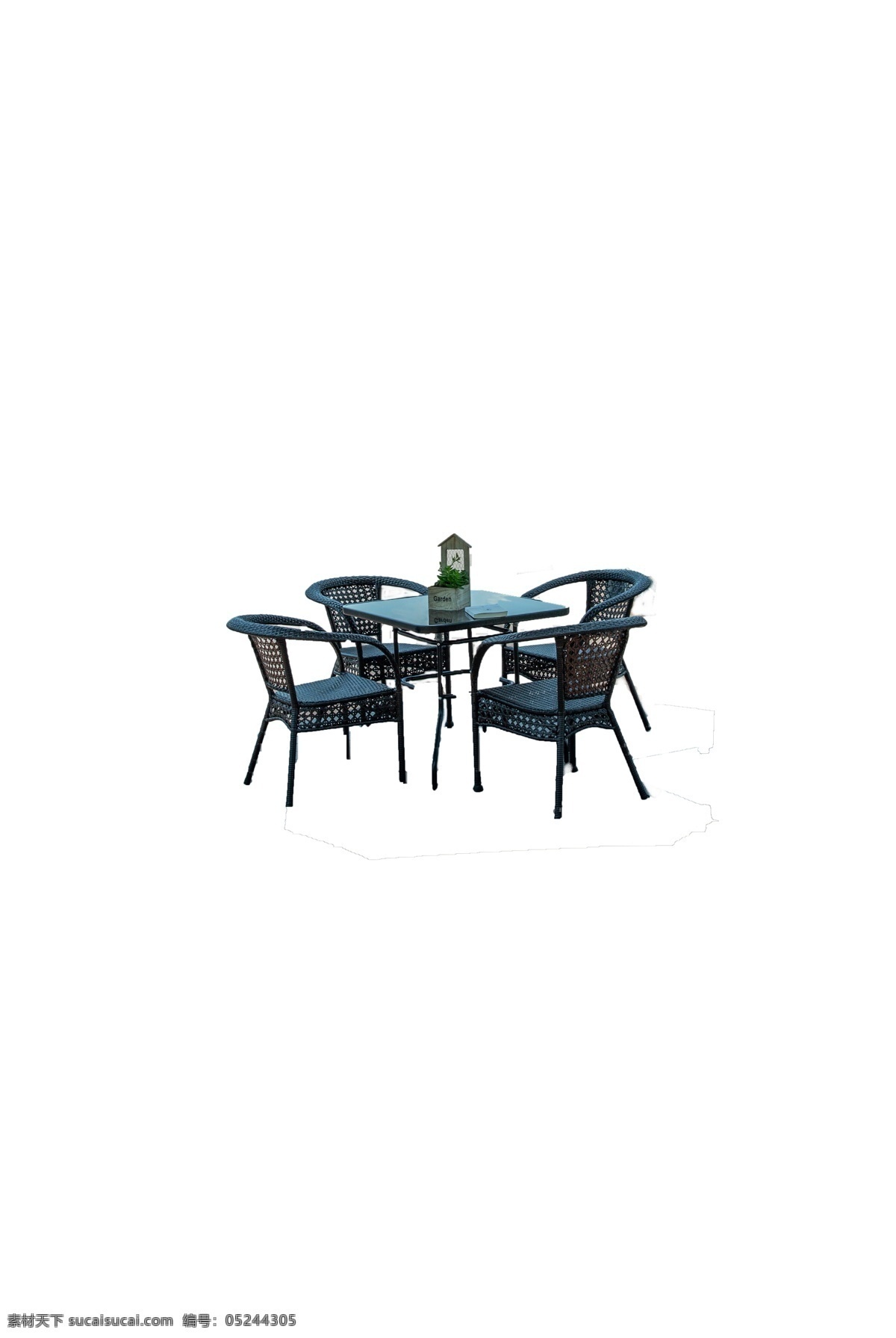 桌子 桌椅 配套 黑色 编织 有靠椅 透明 玻璃 桌 配套四把椅子 家居家具 夏日