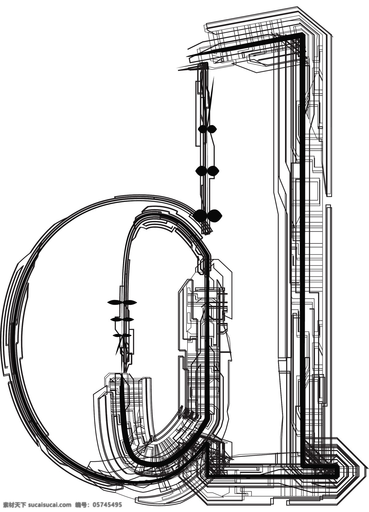 技术 字体 字母 d 矢量图 其他矢量图