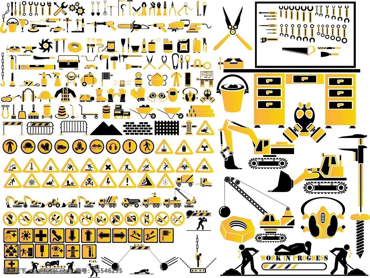 施工 工具 设计素材 施工工具 机器 安全图标 警示图标 图标 矢量图标 3d图标 彩色图标 标签 贴纸 矢量素材 交通工具 现代科技 白色