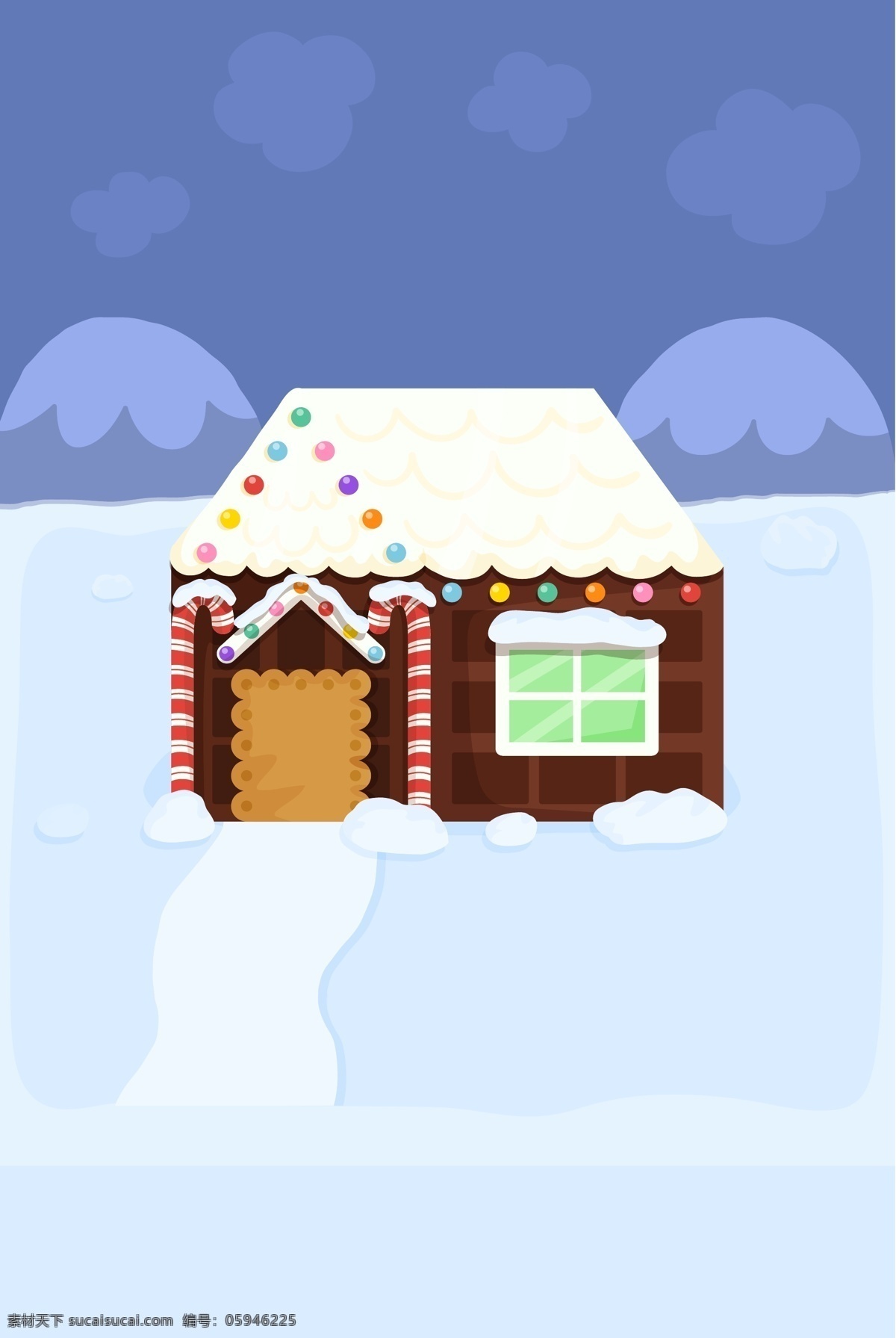 清新 浪漫 小雪 节气 房屋 背景 背景设计 雪景 彩绘背景 大雪节气 中国风节气
