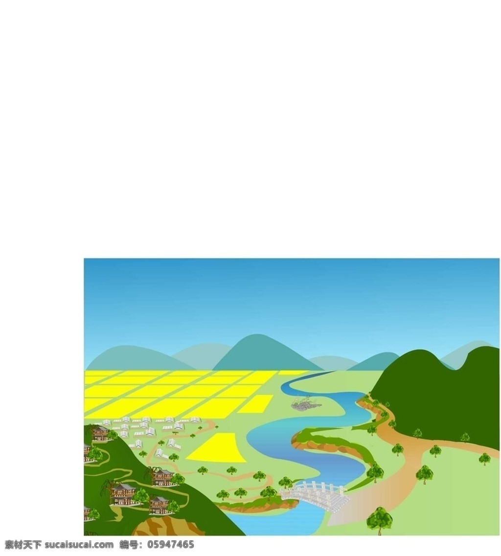 乡村 风景 动画 场景 乡村美景 春光明媚 风景动画 flash 山水动画 春天的小河 春天的田野 村落 青山绿水 山上的楼阁 远山 天空 流水 原创 作品 多媒体 动画素材 fla
