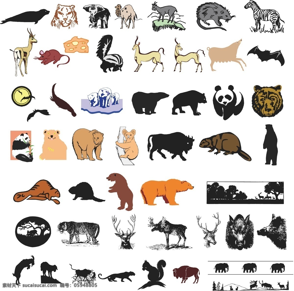 北极熊 标牌 标识 标志 动物 剪影 老虎 麋鹿 欧式 熊猫 狗熊 森林 矢量 模板下载 松鼠 图标 动物图形元素 野生动物 生物世界 矢量图 其他矢量图
