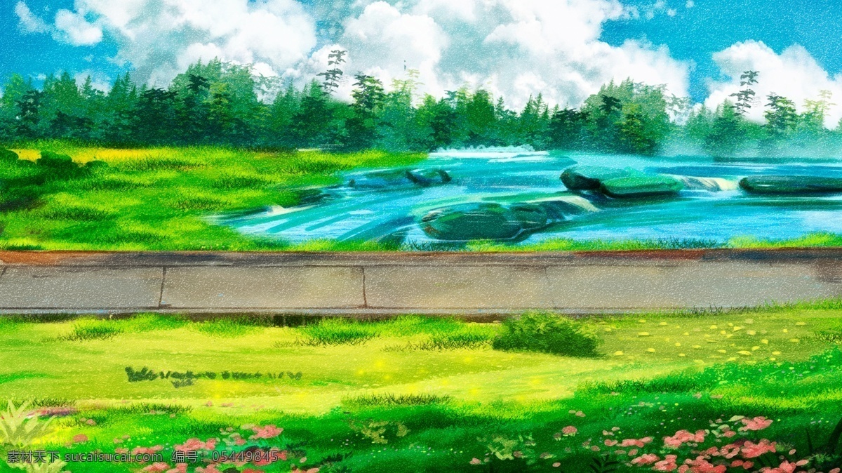 夏季 户外 美景 旅游 背景 旅游背景 夏天 广告背景 彩绘背景 psd背景 背景展板 背景展板图 背景图