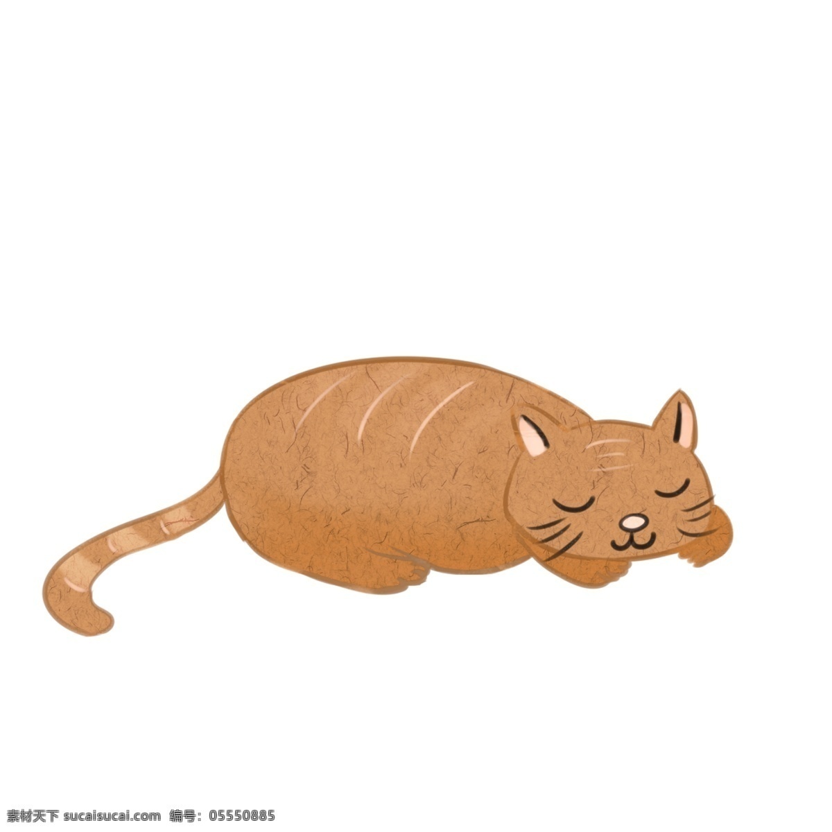 棕色 趴 睡 懒觉 的卡 通 小猫 商用 元素 卡通 可爱 动物 萌宠 睡懒觉