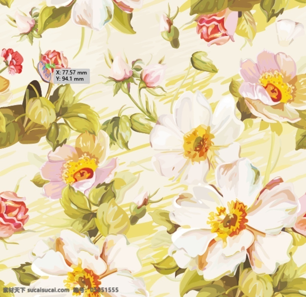 复古 手绘 花卉 背景 无缝拼接 花卉背景 印花图案 手绘花卉 生物世界 花草