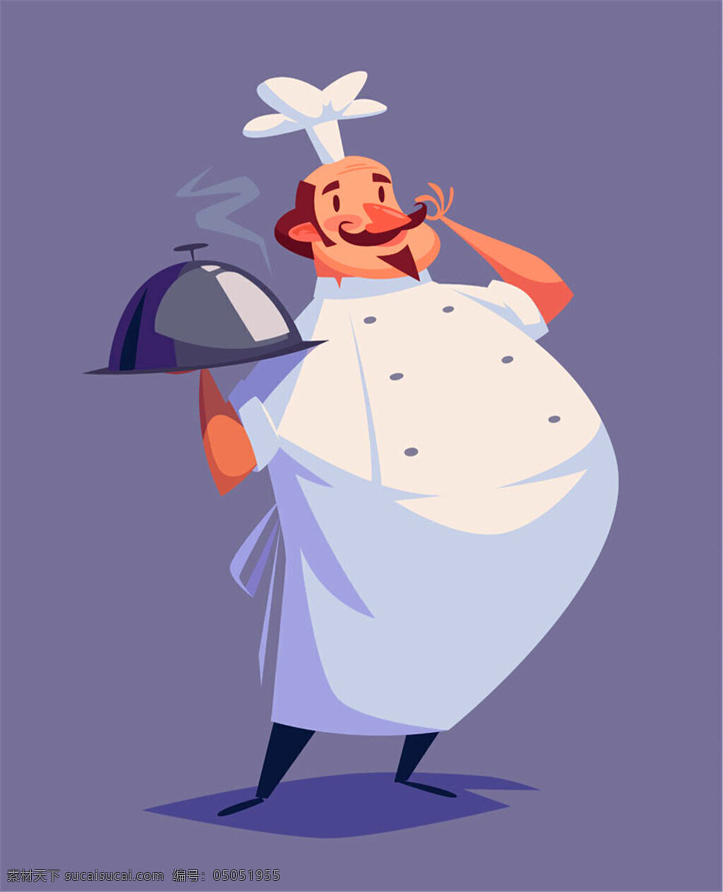 托盘子胖厨师 卡通 可爱 素材免费下载 矢量 插画 盘子 厨师 白色 卡通人物
