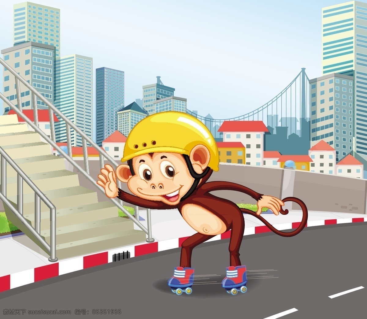 卡通动物插画 动物 户外 运动 健身 锻炼 滑板 旱冰 休闲 玩 快乐 插画 漫画 野生动物 动物素材 可爱 卡通动物生物 卡通设计
