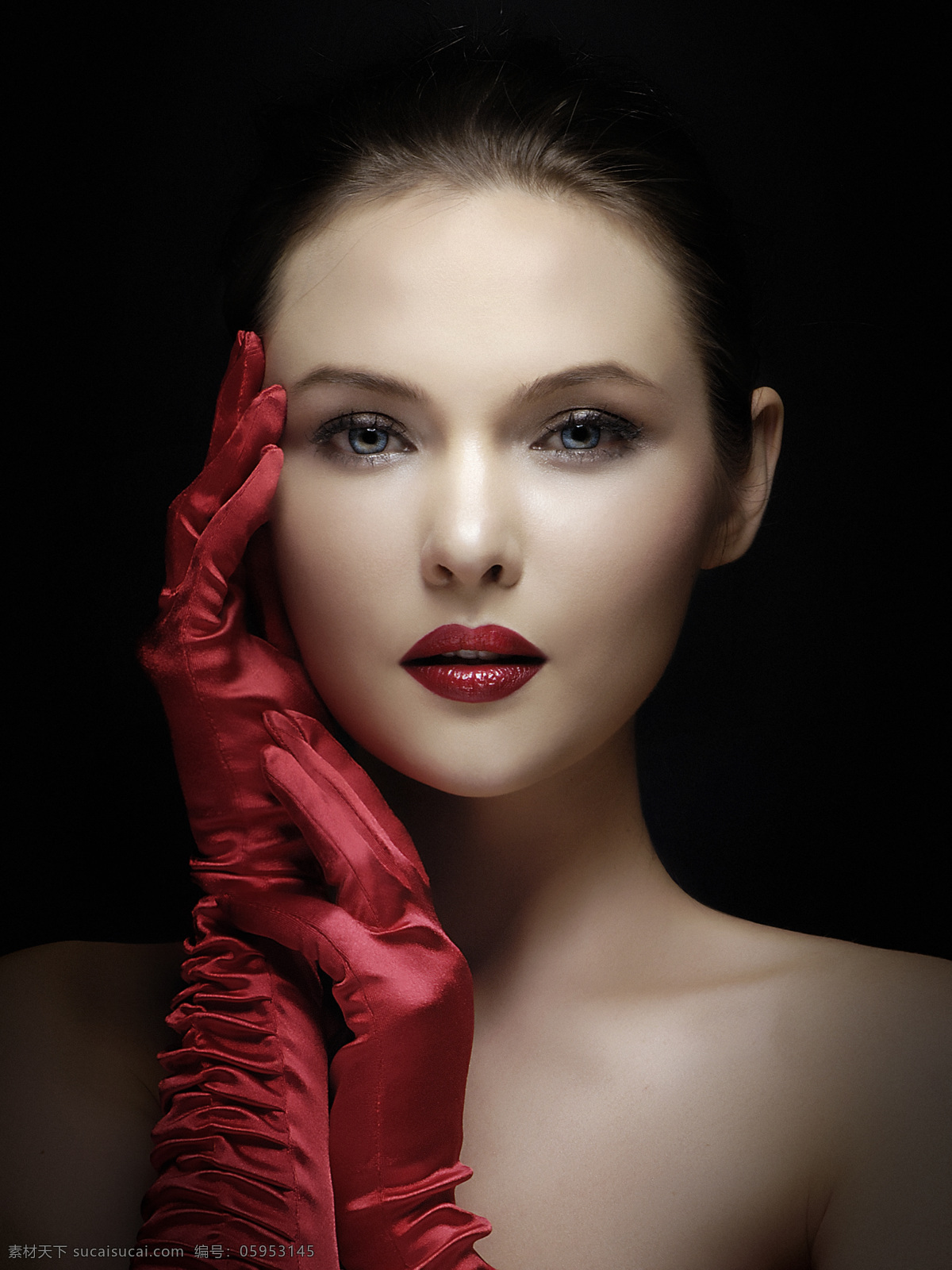 化妆品 女性 广告片 个性 红色手套 暗调 现代 人物图库 女性女人 摄影图库
