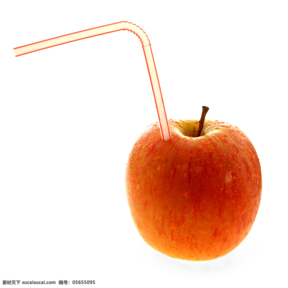 苹果创意摄影 苹果 水果 创意 吸管 白背景 生物世界
