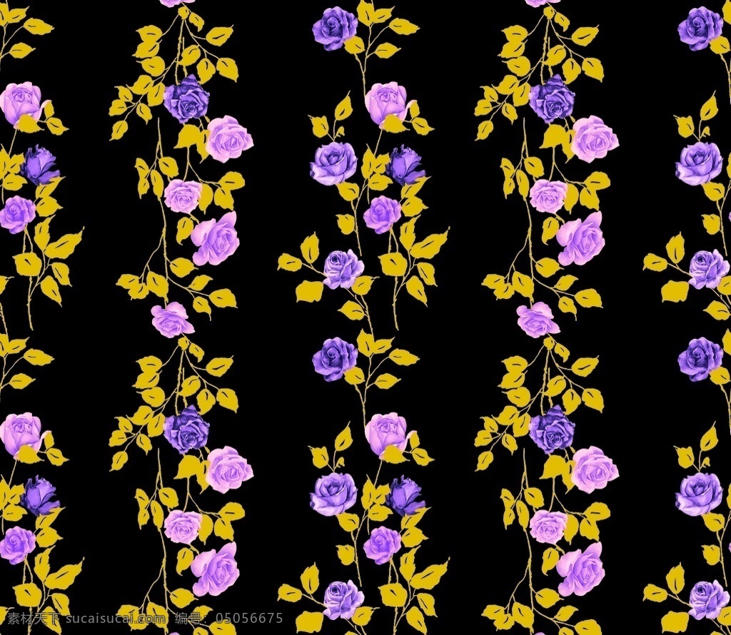 月季玫瑰图片 手绘花 数码印花 横条 大排花 蓝色花 植物花 服装设计