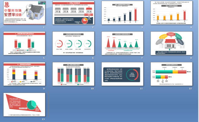 中国 房地 场 空置率 报告 ppt模板 数据 模板