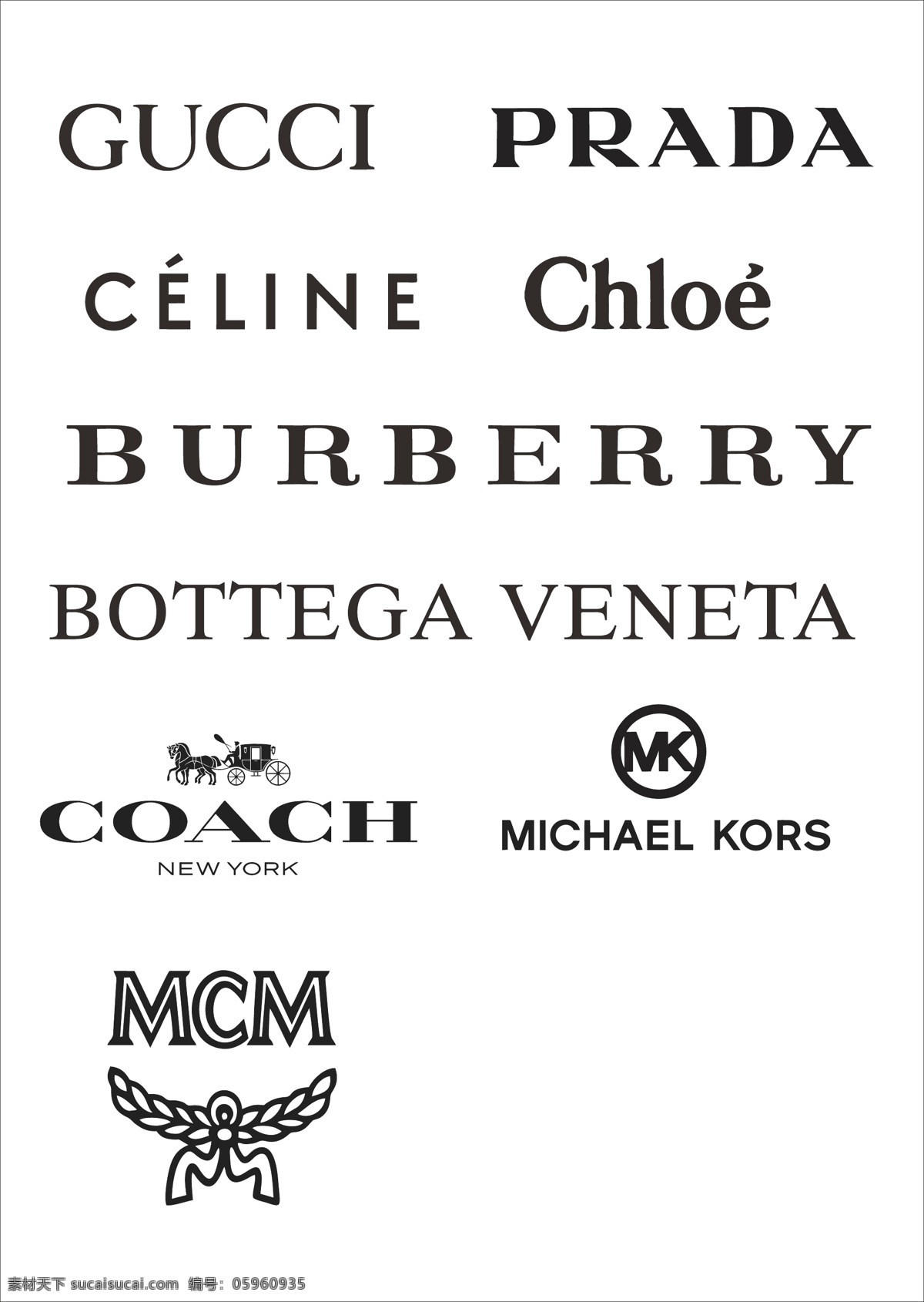 奢侈品牌 logo gucci burberry 奢侈品 prada mk coach 标志图标 企业 标志