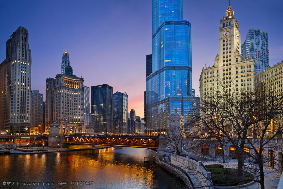 芝加哥夜景 芝加哥 城市 风景 风光 旅游 时尚 现代 繁华 夜景 华灯初上 人文 建筑 旅游摄影 国外旅游
