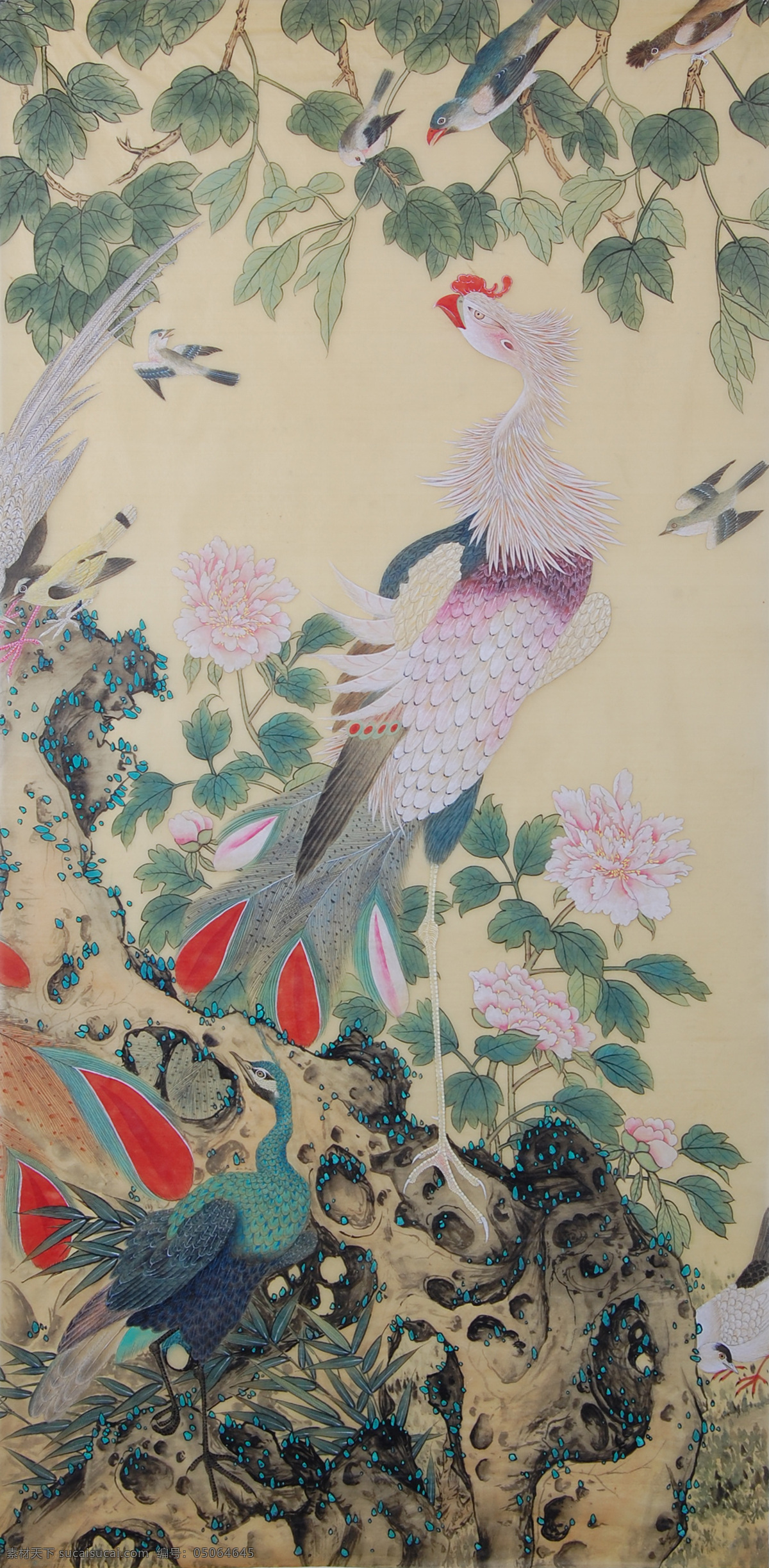 工笔花鸟 中国 传统 工笔 花鸟 　 凤凰 孔雀 小鸟 文化艺术 绘画书法 设计图库 300