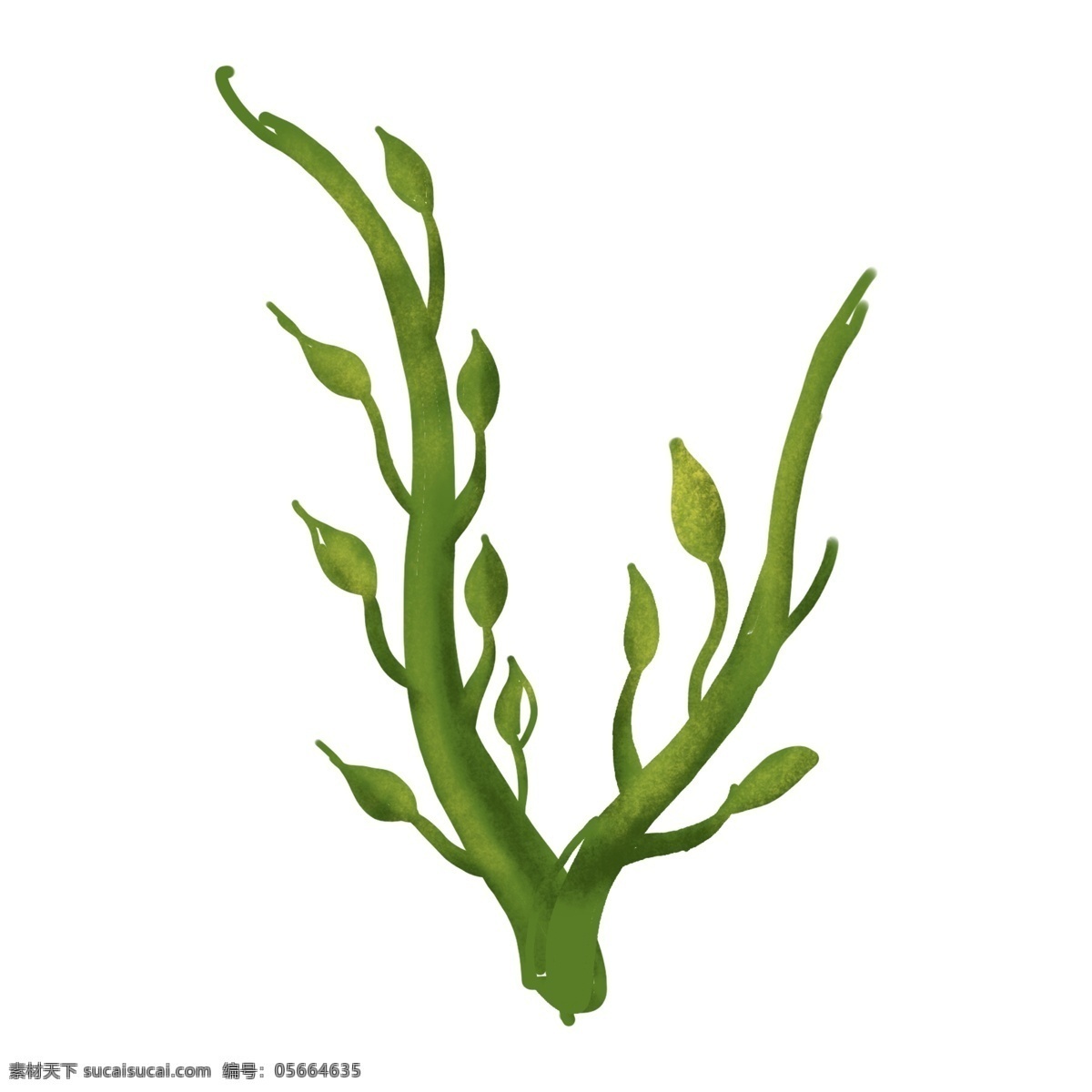 手绘 卡通 水彩 植物 透明 绿色 花卉 叶子 png元素 装饰图案 免扣素材 透明素材