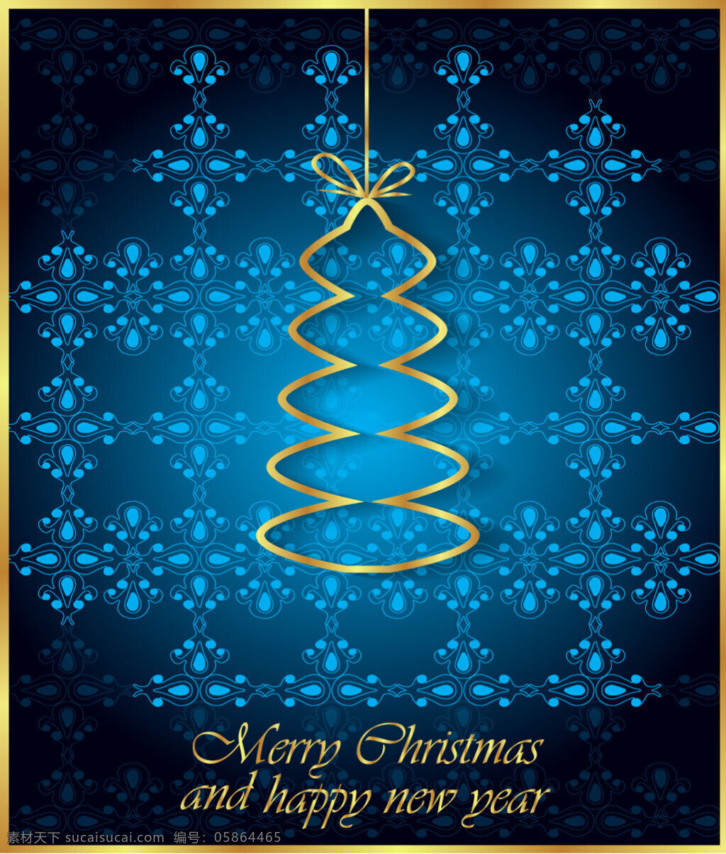 蓝色 圣诞 背景 金色 圣诞树 矢量 圣诞背景 矢量素材
