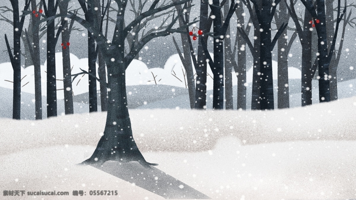 唯美 小雪 节气 树木 背景 大雪背景 背景设计 冬季大雪 雪地 彩绘背景 传统节气