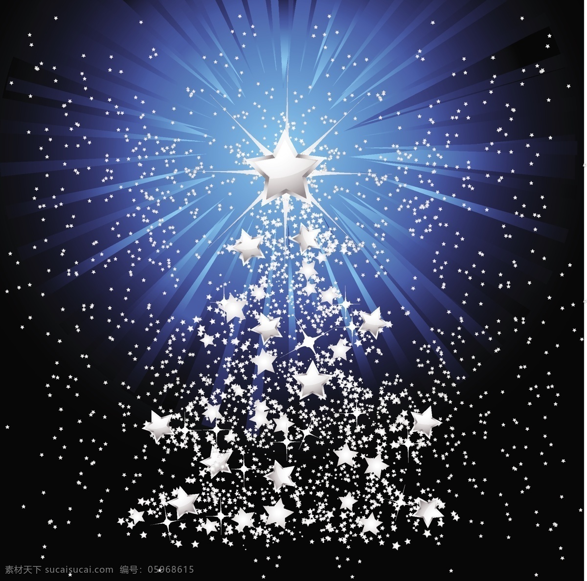 矢量 星光 放射 背景 圣诞树 闪光 圣诞 星星 雪花 元素 节日素材 其他节日