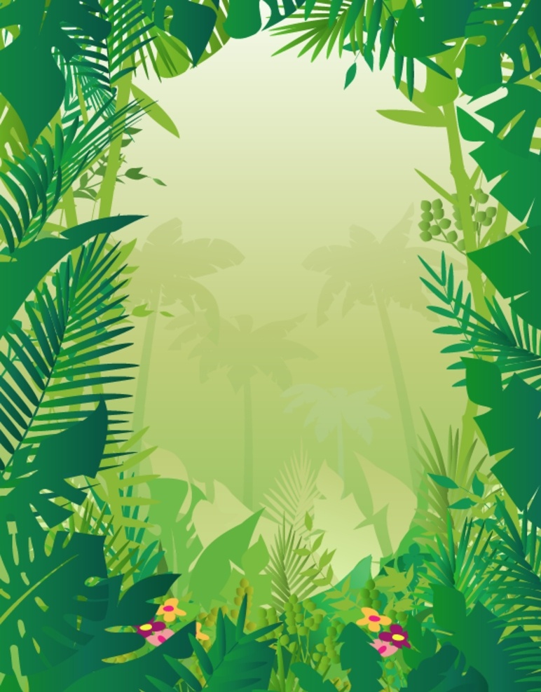 热带雨林 树叶 边框 热带 雨林 绿叶 潮流 图案 画框 树林 森林 原始 自然 生机 生态 底纹边框 背景底纹