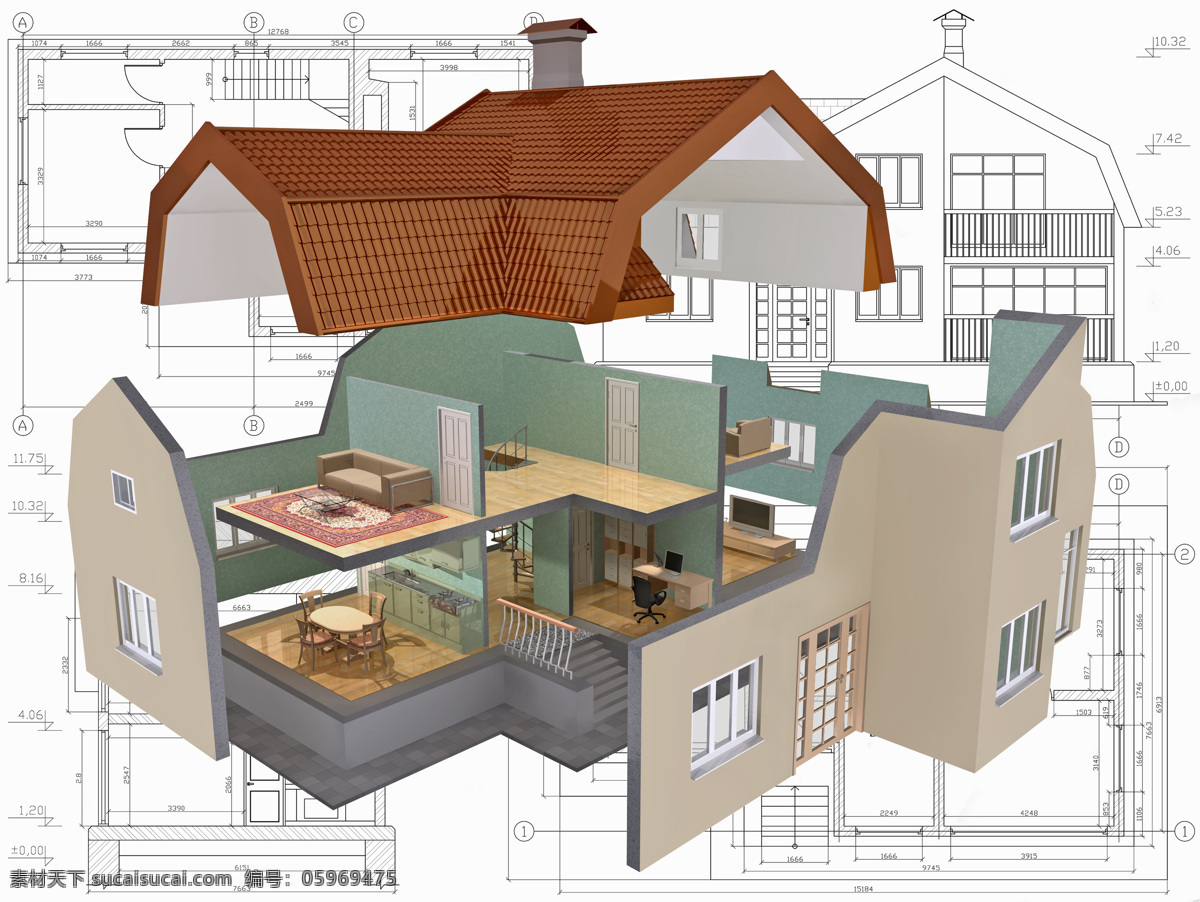 别墅设计图纸 别墅设计 建筑设计 别墅模型 3d效果图 建筑图纸 建筑平面图 环境家居 白色