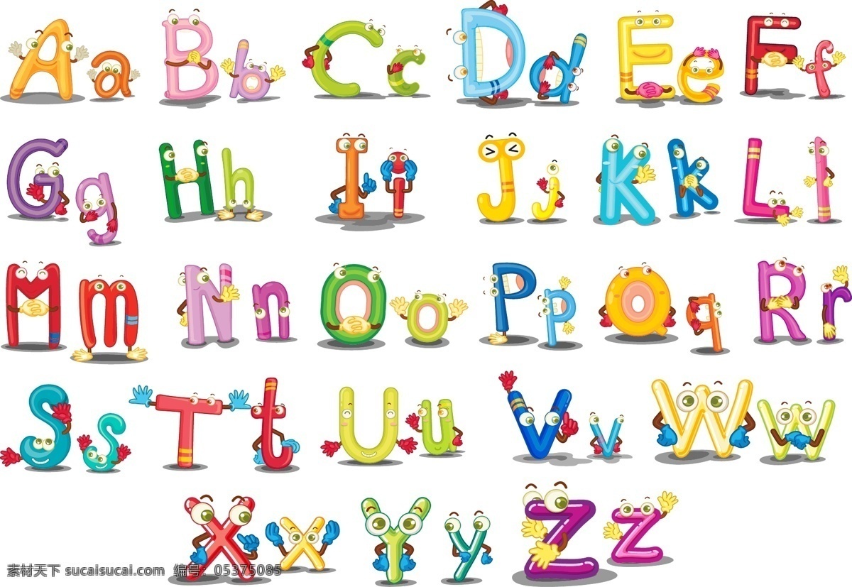 abc 卡通 字母 设计分层图 采用艺术字体 26个字母 简单大方 卡通素材 卡通设计