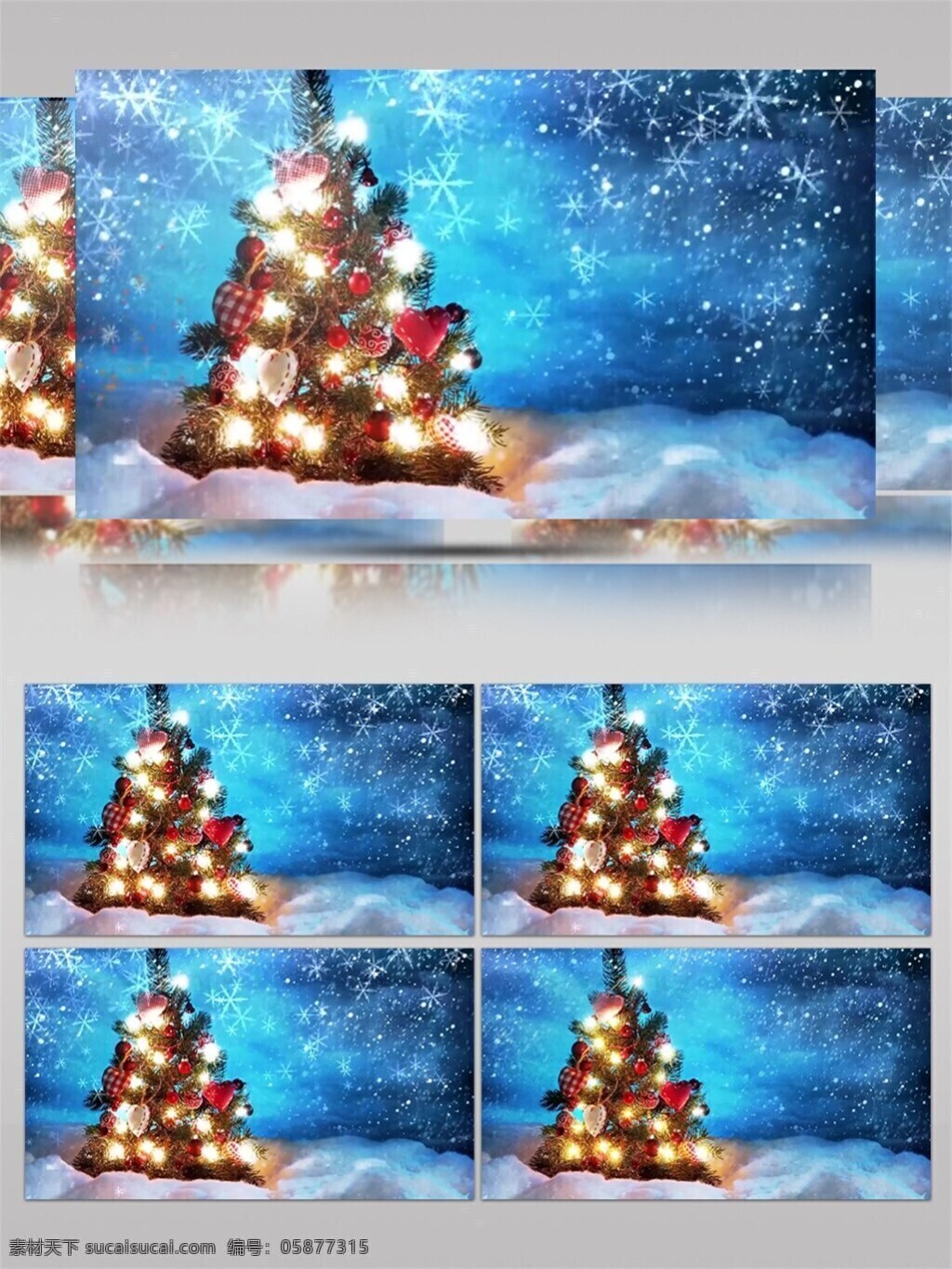 飘 雪 圣诞树 圣诞节 视频 高质量 背景 好看背景素材 蓝色光芒 美景动态背景 飘雪圣诞树 炫酷灯光