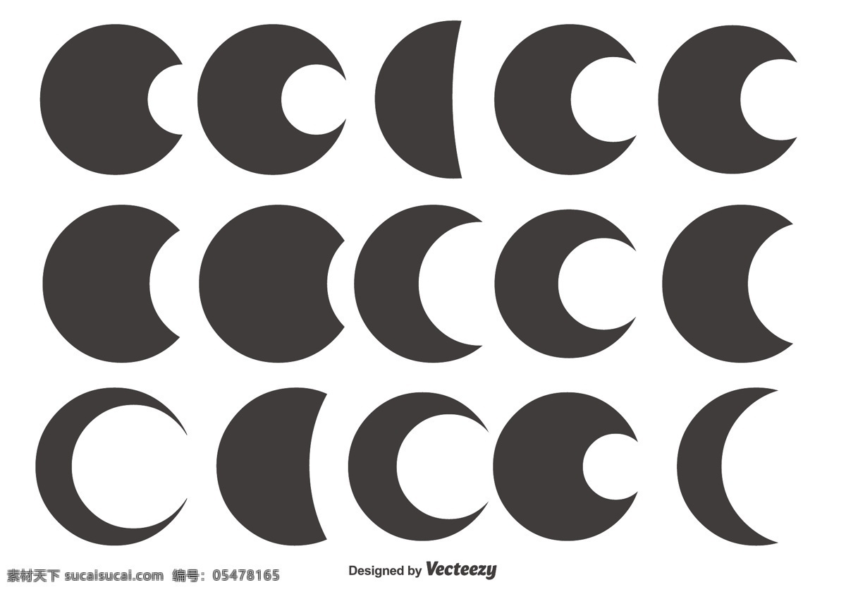 日食设计图 矢量图 黑色 白色