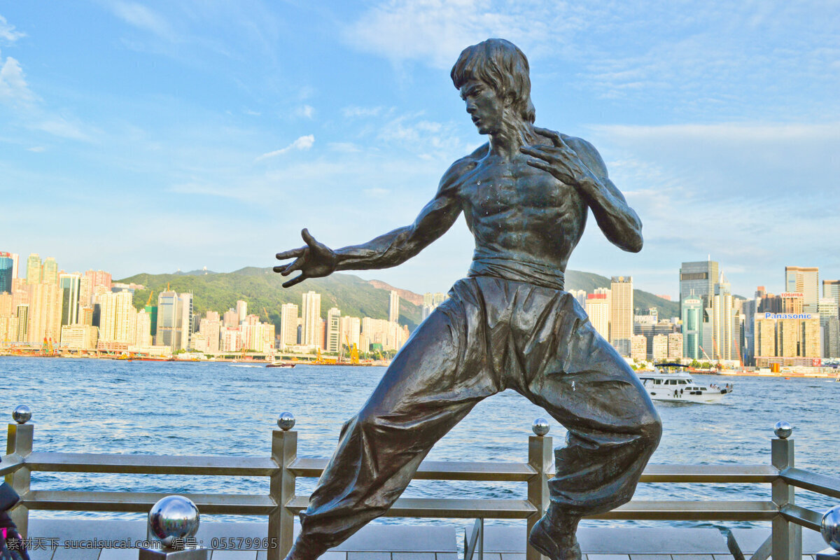 香港 维多利亚港 李小龙铜像 形象 标志 香港景色 旅游摄影