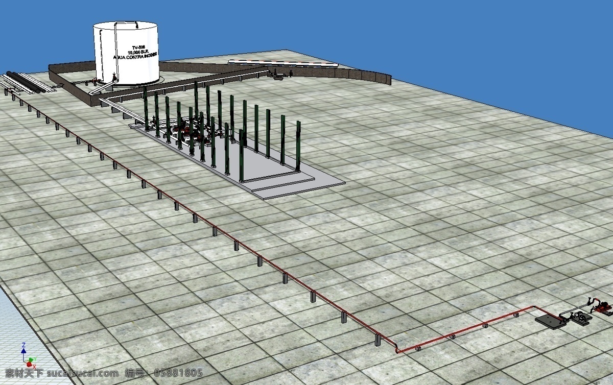 设备 消防 系统 管道 布置 保护 火灾 3d模型素材 建筑模型