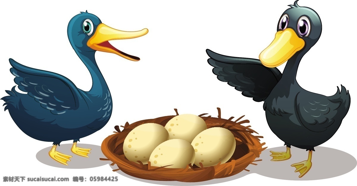 卡通鸭 动物 动物素材 卡通 可爱 手绘 鸭蛋 卡通动物生物 卡通设计