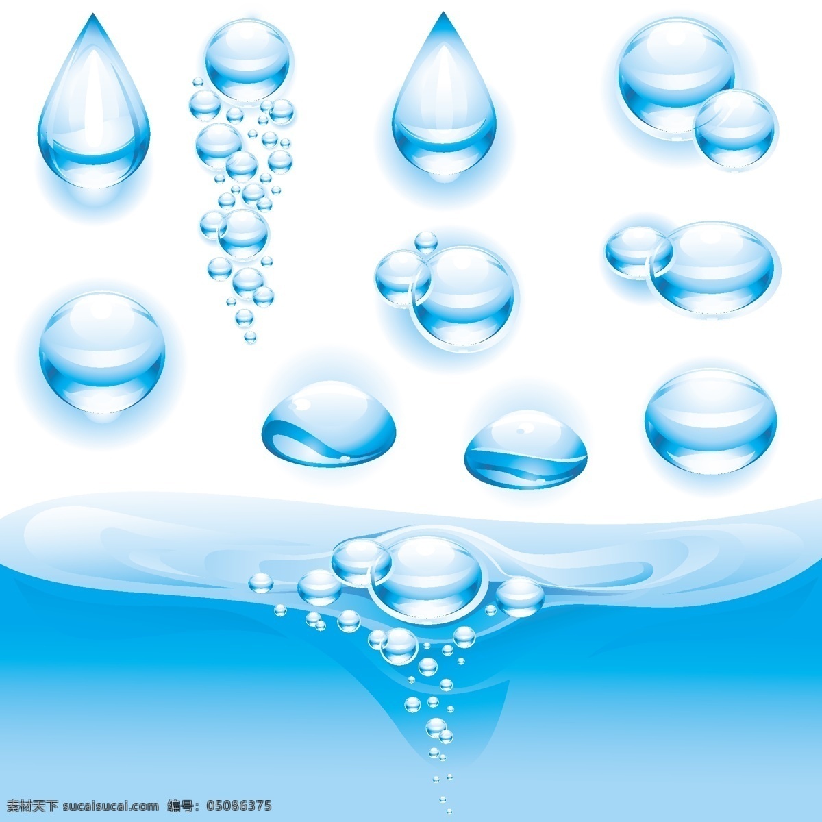 精美 水滴 气泡 矢量素材 水纹 矢量图 其他矢量图