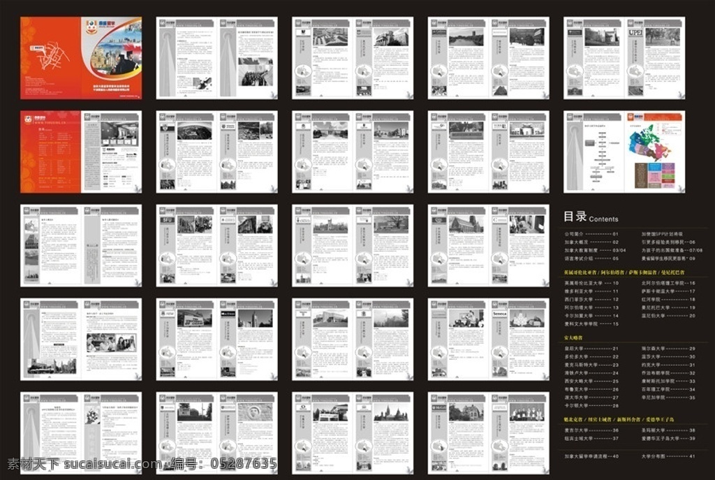 留学 画册 留学画册 加拿大留学 留学导向 样本 移民 留学咨询 留学生 大学 画册设计 矢量