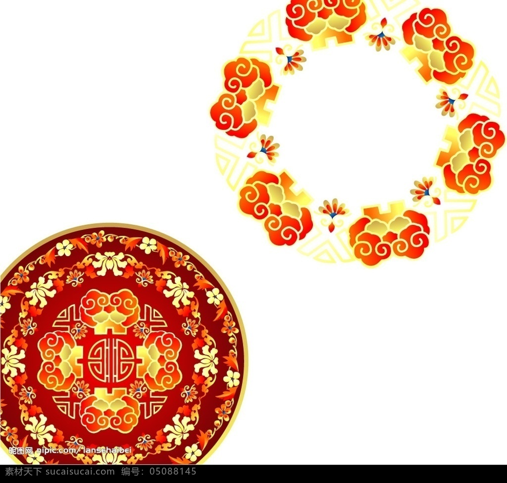 传统花纹 古典花纹 矢量花纹 彩色花纹 花纹 节日素材 中秋节 矢量图库