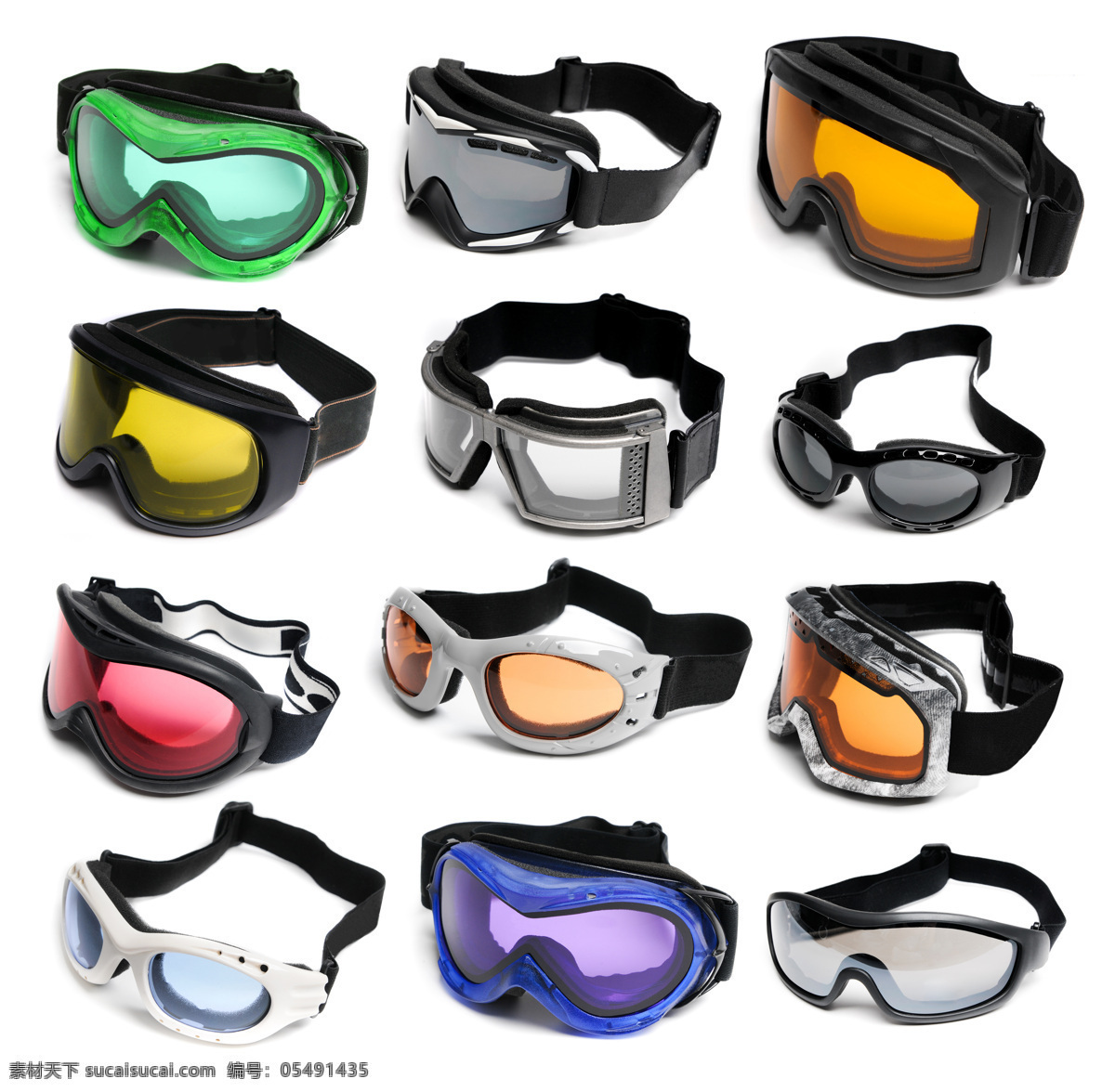 各种滑雪镜 眼镜 彩色 滑雪镜 运动设备 体育运动 生活百科 白色