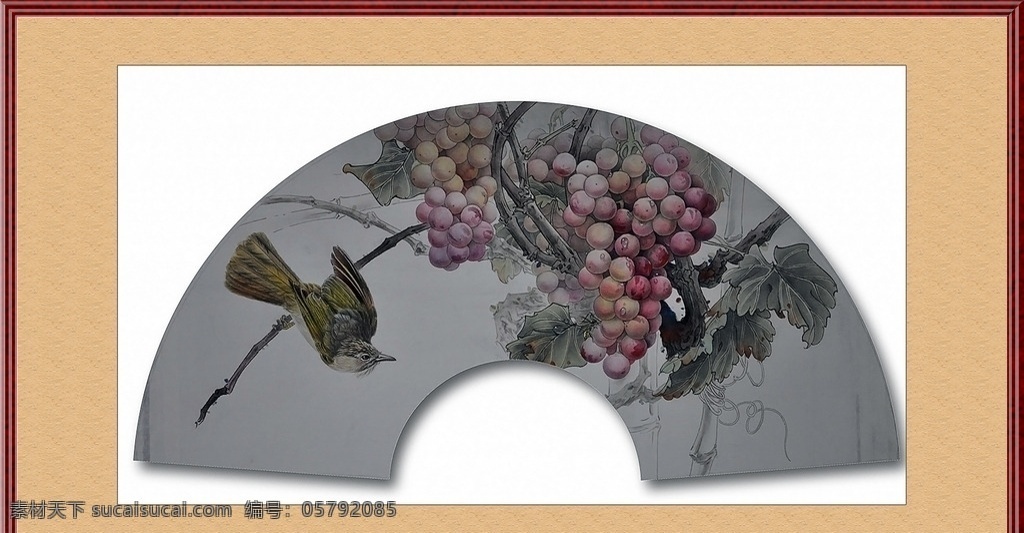 山雀葡萄图 工笔画 字画 国画 走廊挂画 客厅挂画 教室挂画 细笔画 工笔画欣赏 工笔画素材 绘画书法 文化艺术