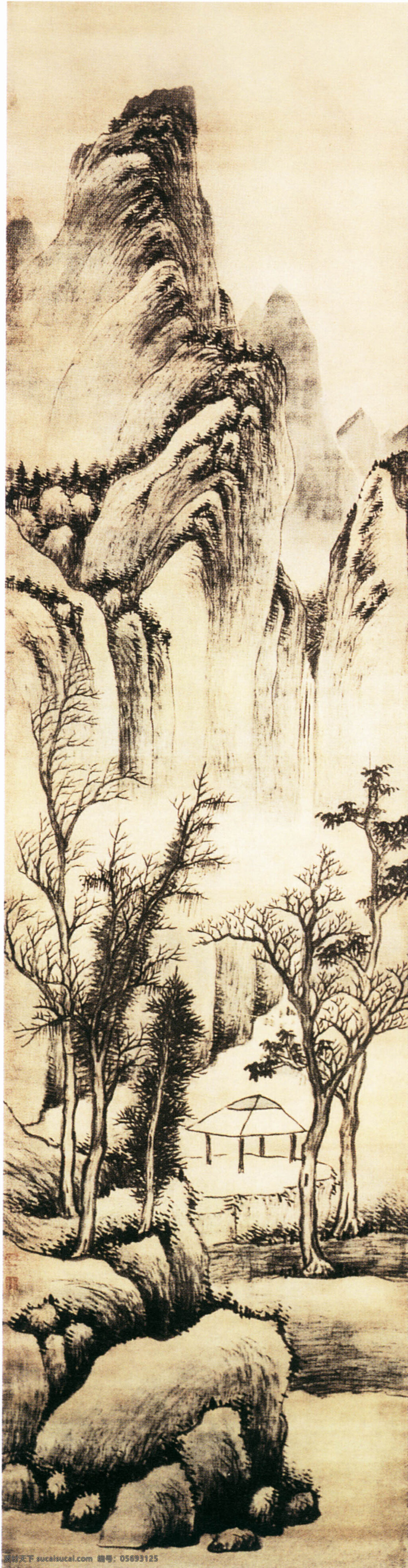 群山 簇 立 房子 假山 峡谷 群山簇立 家居装饰素材 山水风景画