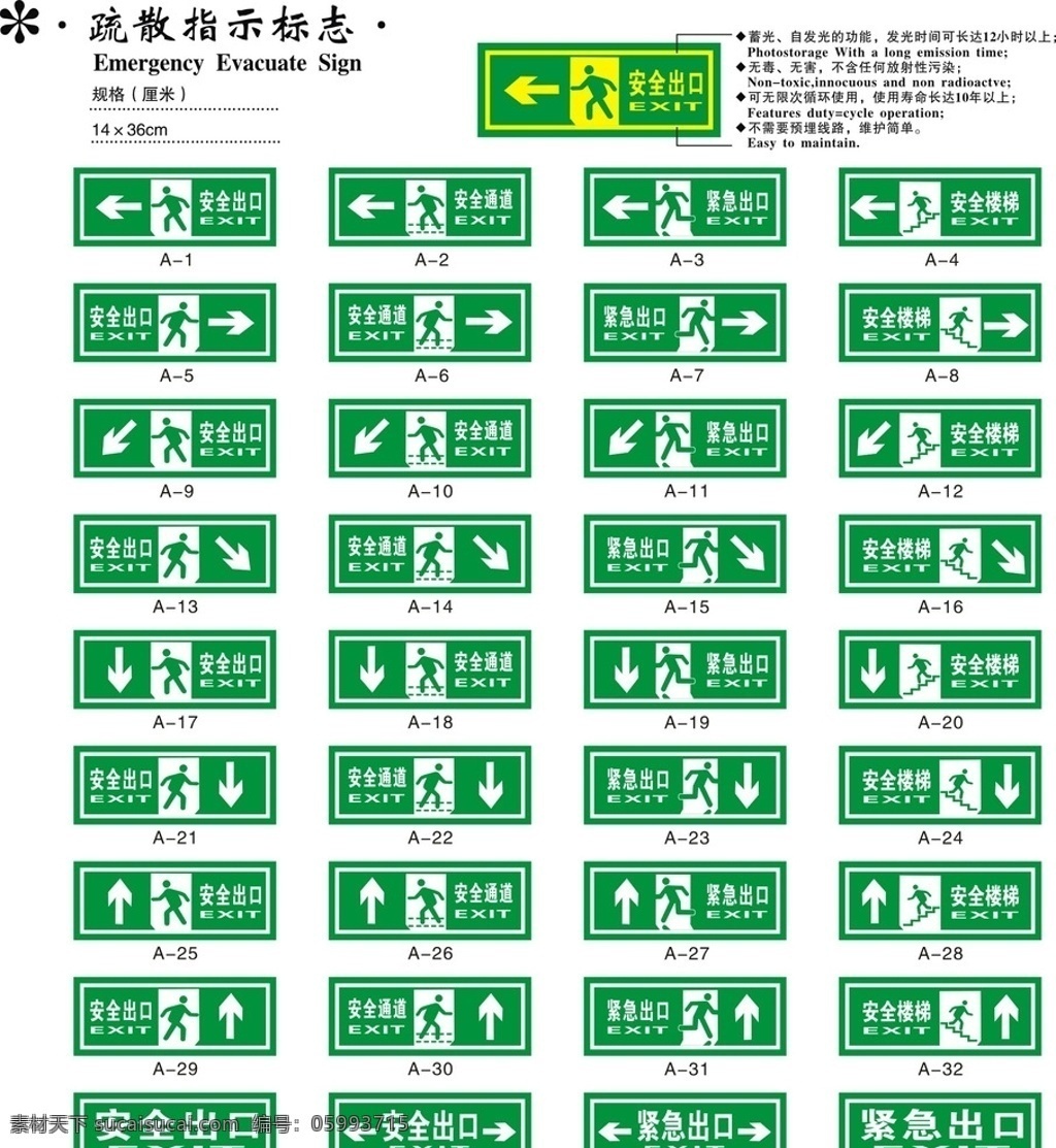 疏散 指示 标志 矢量图 指示标志 安全 标志图标 公共标识标志