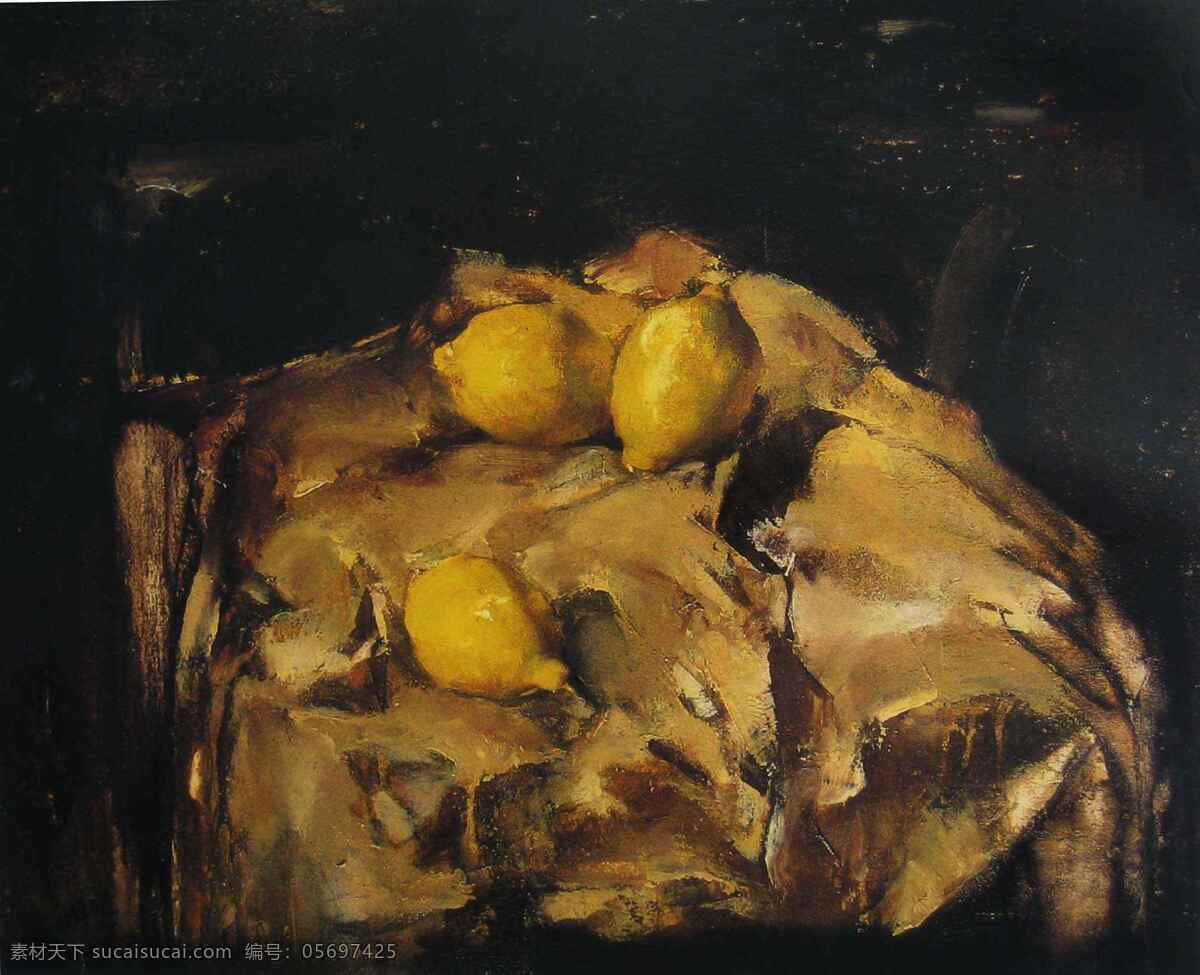 黄色 柠檬 油画 静物油画 油画素材 黄色柠檬油画 高清 装饰素材