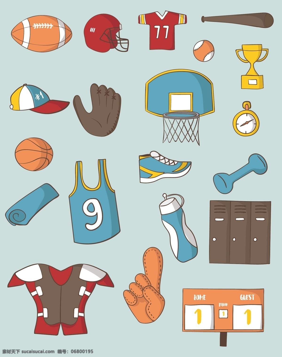 运动 篮球 橄榄球 棒球棍 矢量运动 队服 球鞋 橄榄服 棒球手套 篮球筐 衣柜 哑铃 计时器 奖杯 帽子 各类素材
