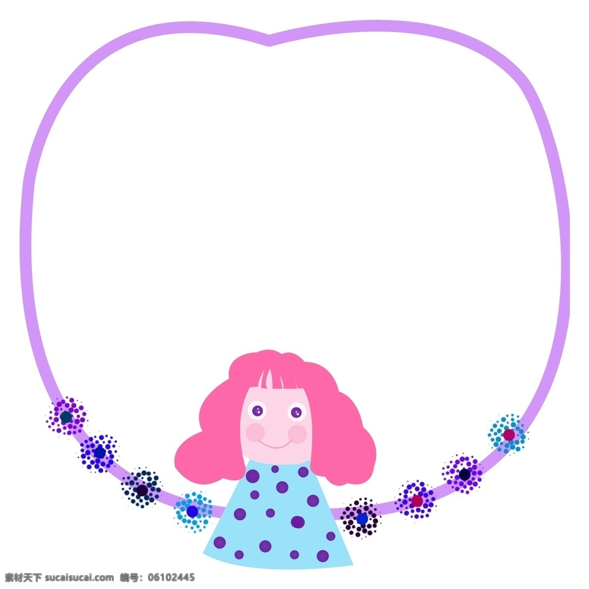 紫色 花朵 边框 插图 小女孩边框 紫色边框 花朵边框 漂亮 紫色小花 精美边框