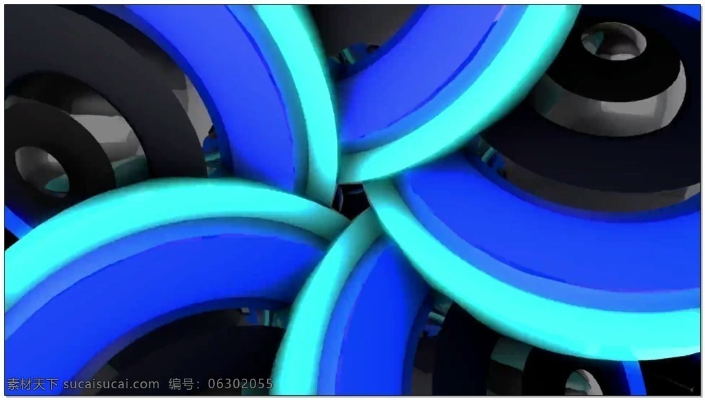 蓝色 科技 动态 视频 风车 花朵 视频素材 动态视频素材