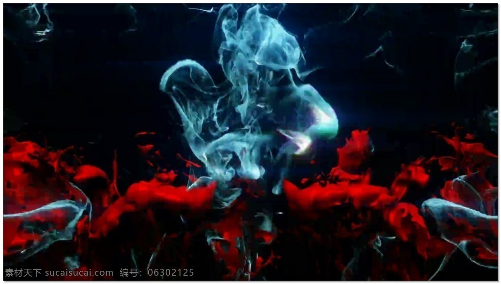 蓝色 波动 视频 水晶 光芒 红色 火焰 视频素材 动态视频素材