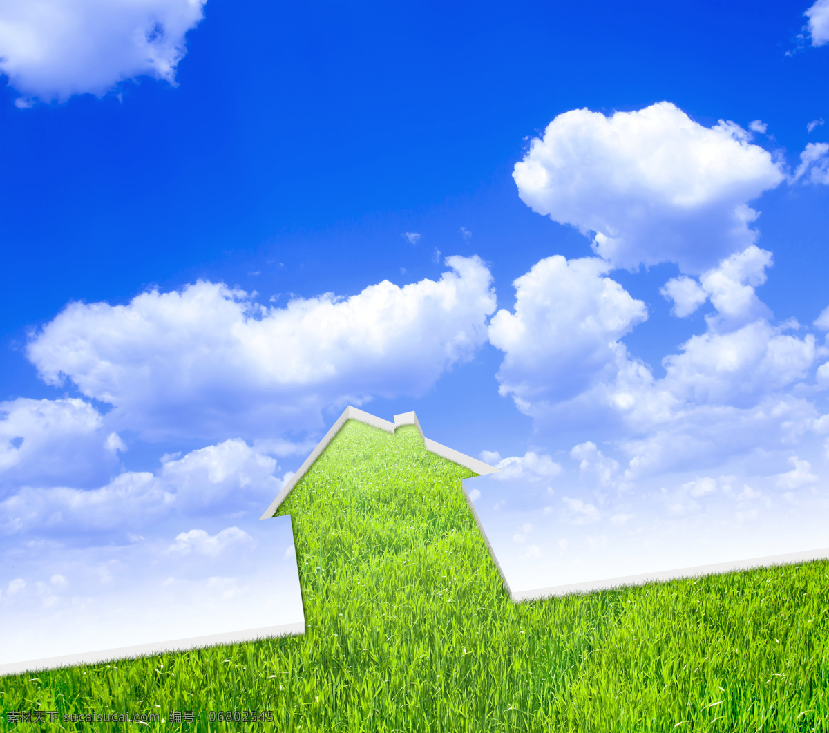 生态 自然 环境 绿色 草地 蓝天 环境保护 绿色房屋 山水风景 风景图片