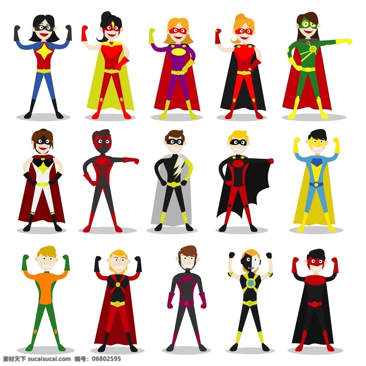 各种 英雄 卡通 超人 人物 合集 矢量图
