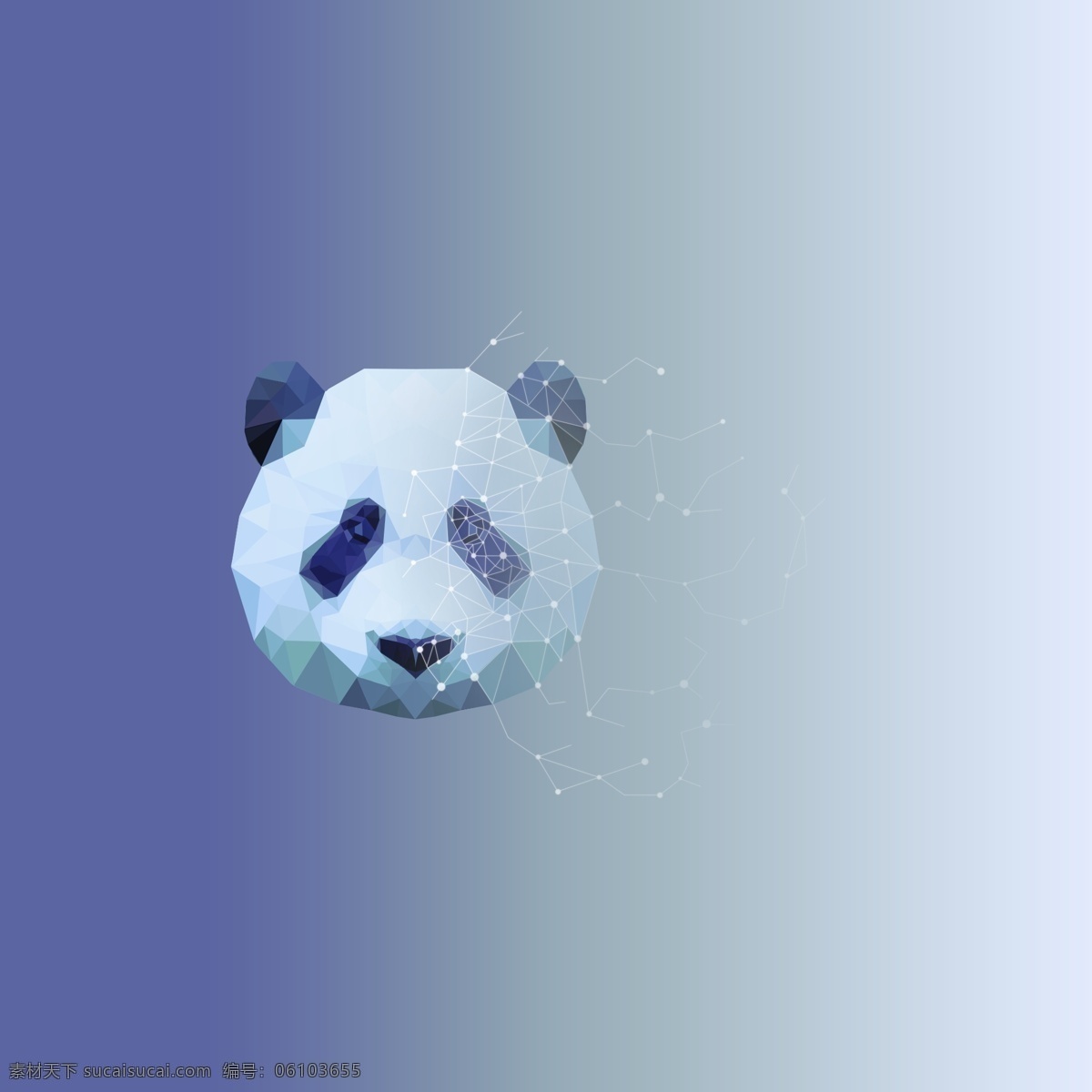 熊猫 元素 多边形 渐变 商用 低多边形 星光 可爱 手绘