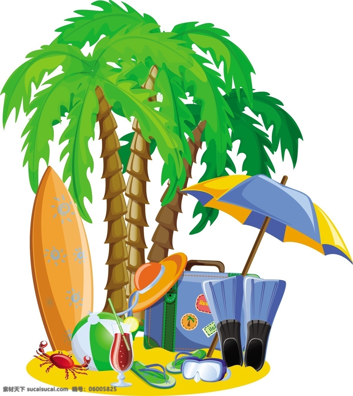 海边旅游度假 夏天的回忆 热带 椰树 旅游 旅游包 果汁 海南旅游 度假 底纹背景 底纹边框 矢量 背景 底纹